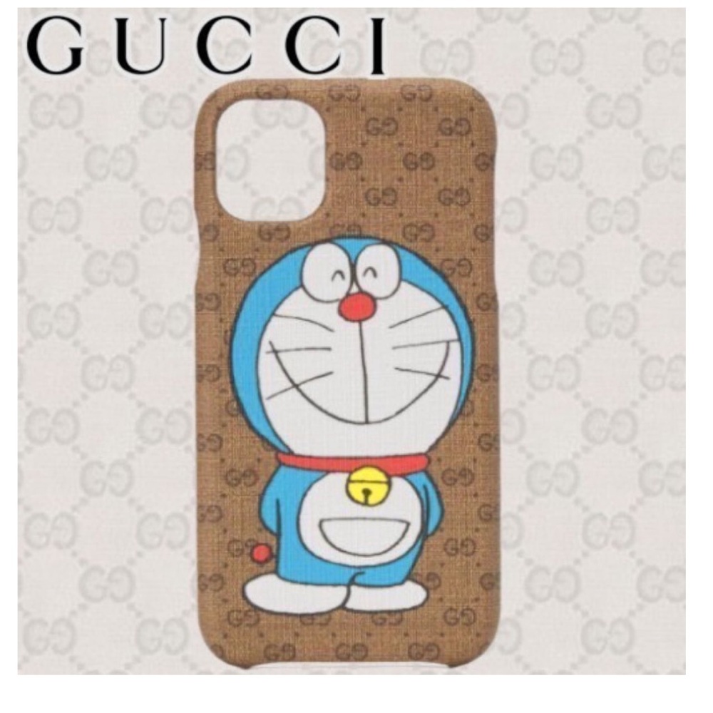 Gucci Brown GG Logo Doraemon Phone Case